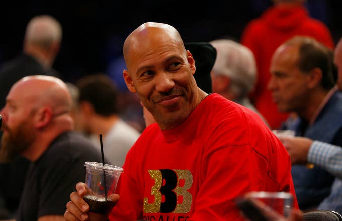 LaVar Ball attends a game between the New York Knicks and the Los Angeles Lakers