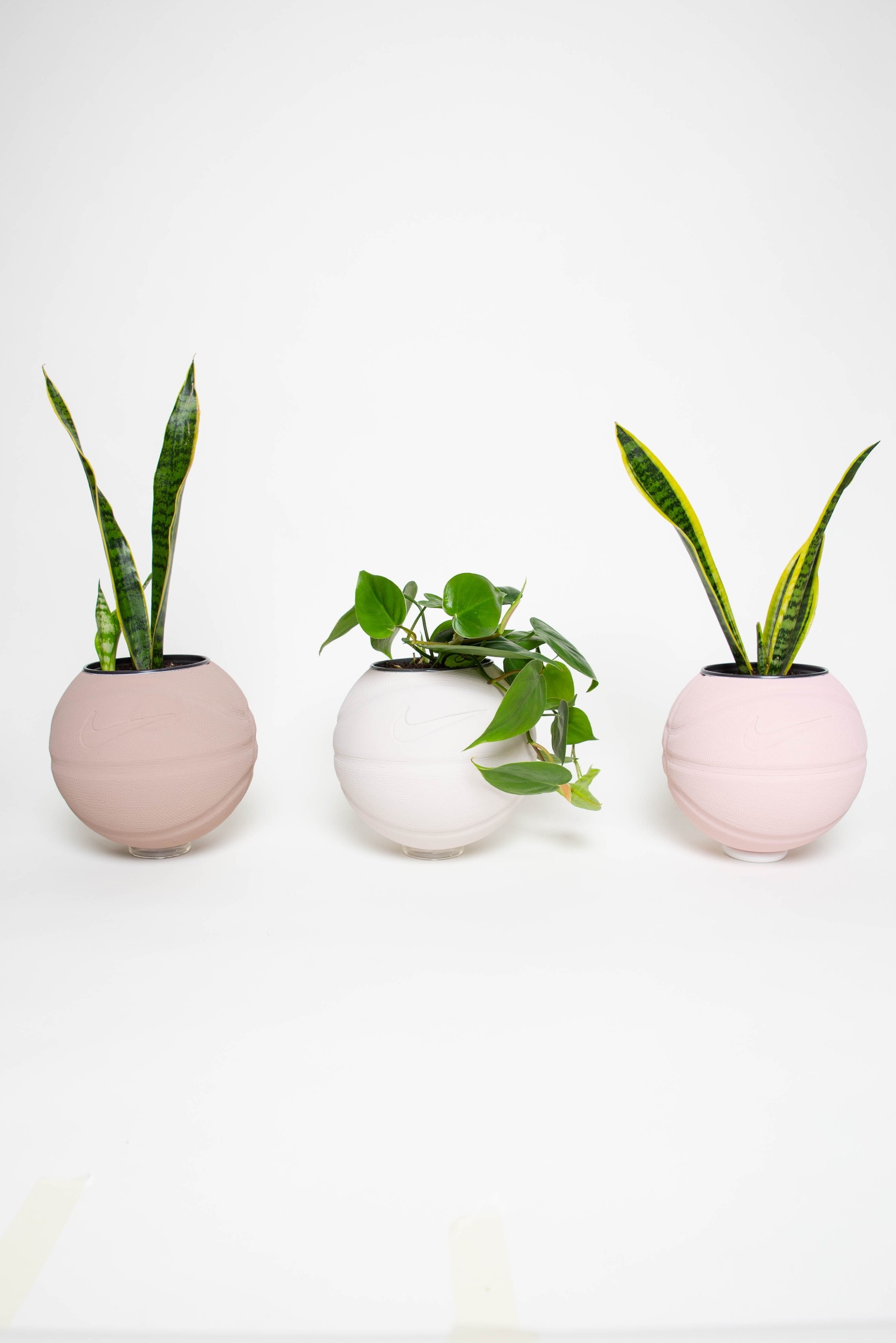 Pink and white basketball planters