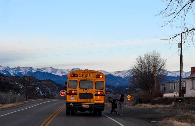 school bus driver leaves kids