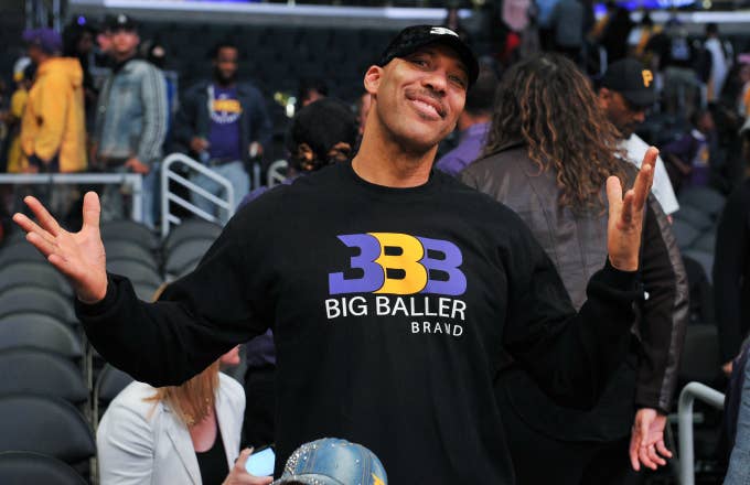 LaVar Ball attends a basketball game at Staples Center