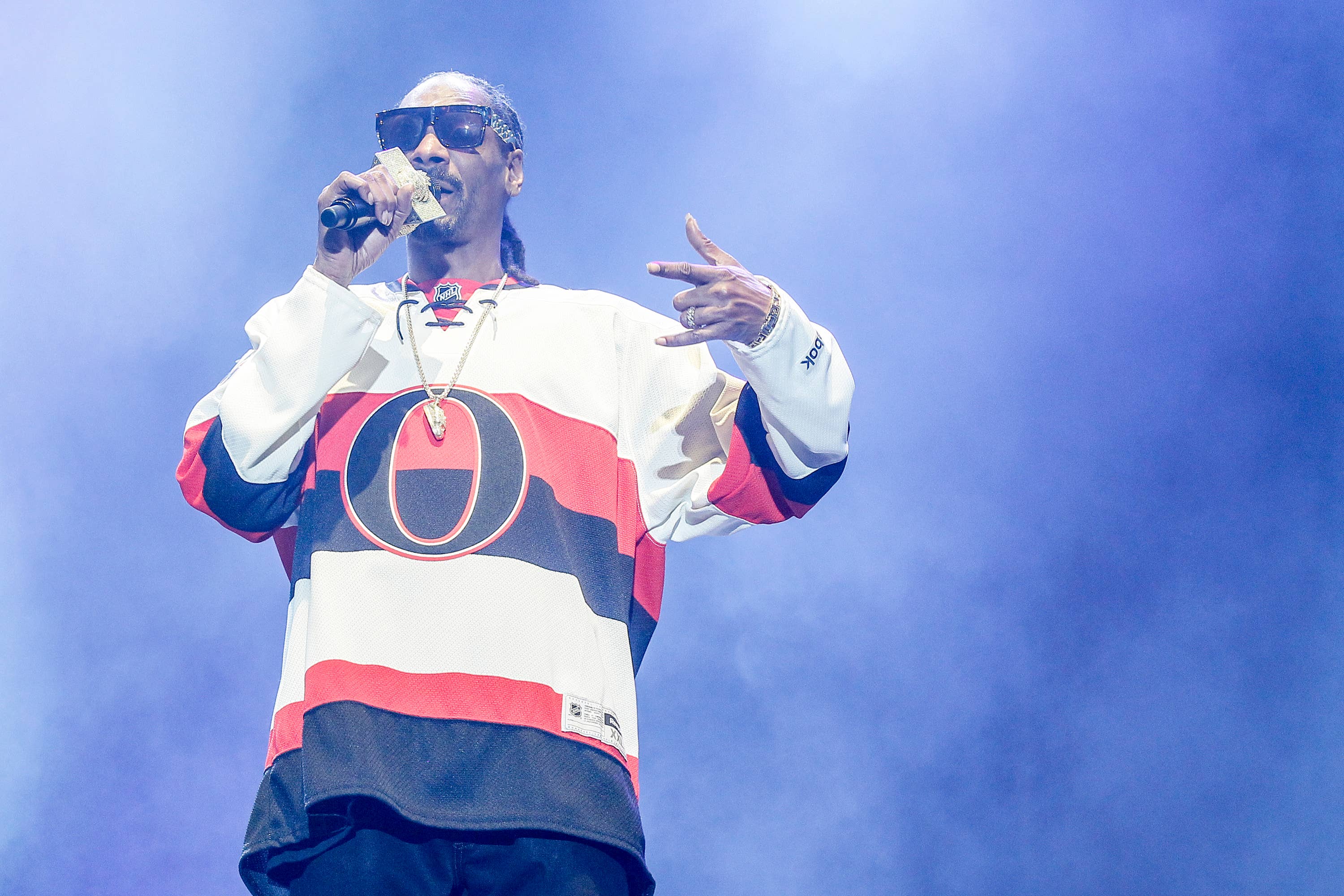 Snoop Dogg wearing Ottawa Senators sweater