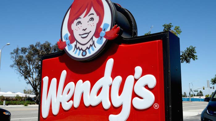Photo of a Wendy&#x27;s sign at a Los Angeles restaurant.