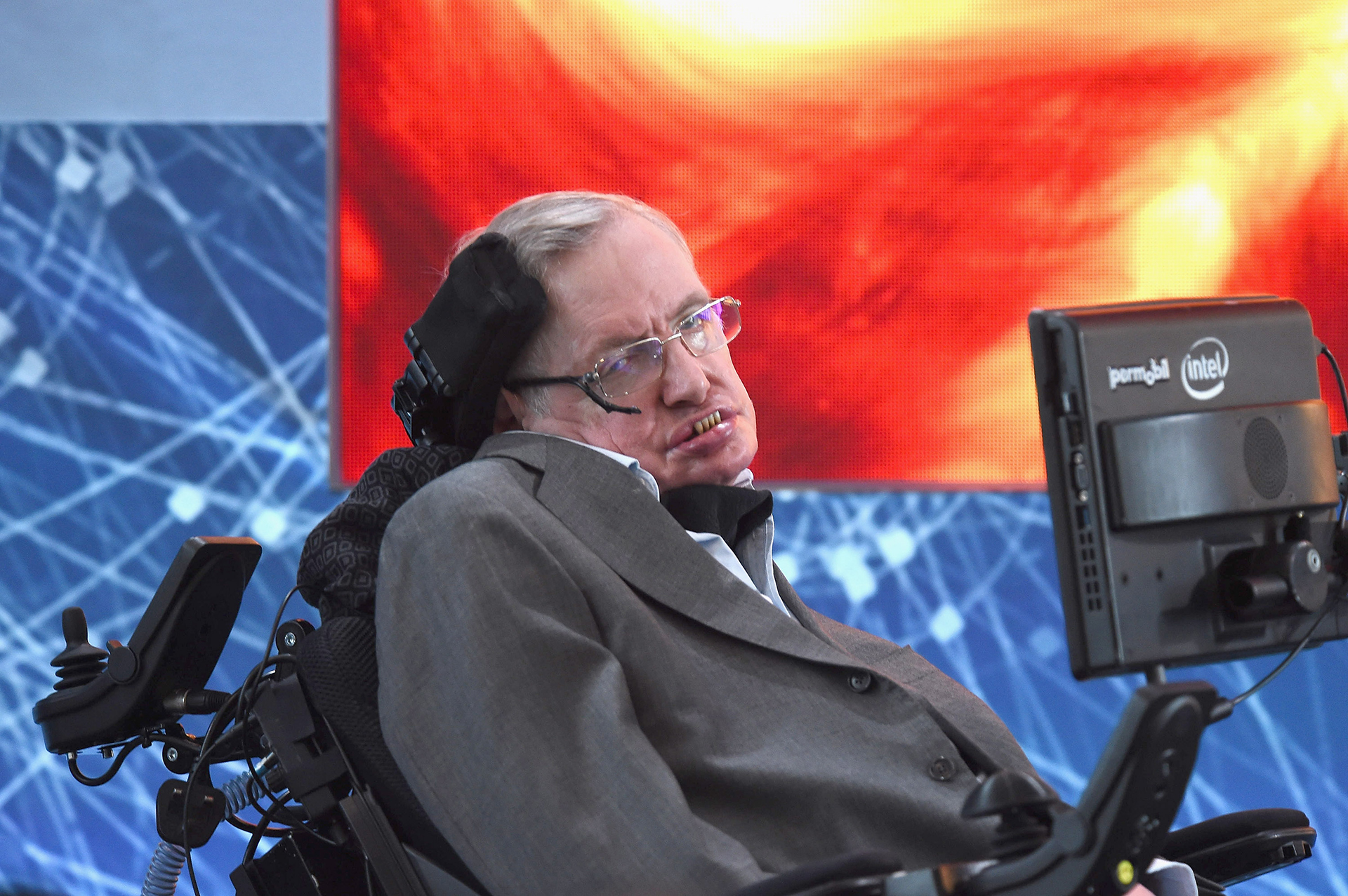 Cosmologist Stephen Hawking attends the New Space Exploration Initiative &quot;Breakthrough Starshot&quot; Announcement