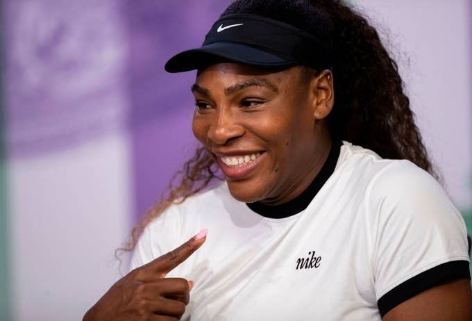 Serena Williams at a press conference on the eve of the 2018 Wimbledon Championships