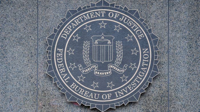 FBI seal at headquarters in Washington DC.