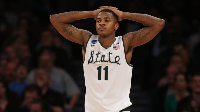 Keith Appling reacts during the 2014 NCAA Men&#x27;s Basketball Tournament.