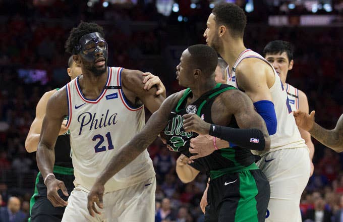 Terry Rozier and Joel Embiid have an altercation