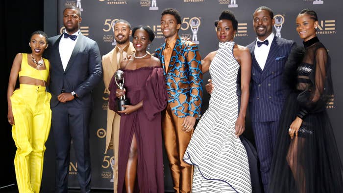 Cast in a Motion Picture for &#x27;Black Panther&#x27;, attend the 50th NAACP Image Awards
