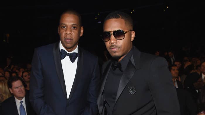 Jay Z and Nas attend The 57th Annual GRAMMY Awards at the STAPLES Center