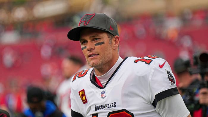 Tampa Bay Buccaneers quarterback Tom Brady (12) looks on during the game