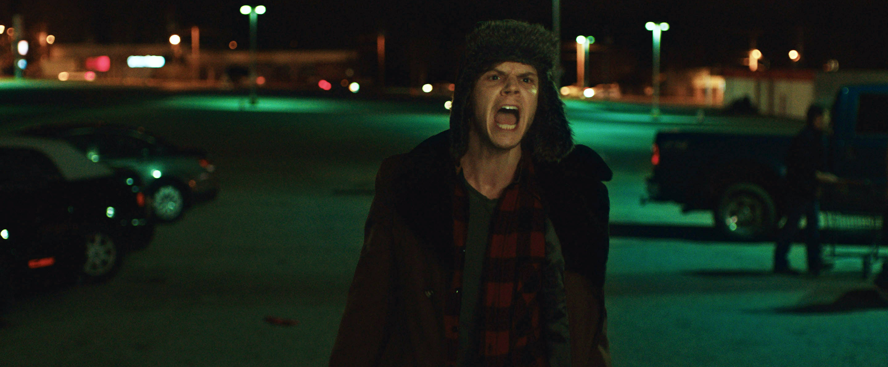 Evan Peters yelling in American Animals