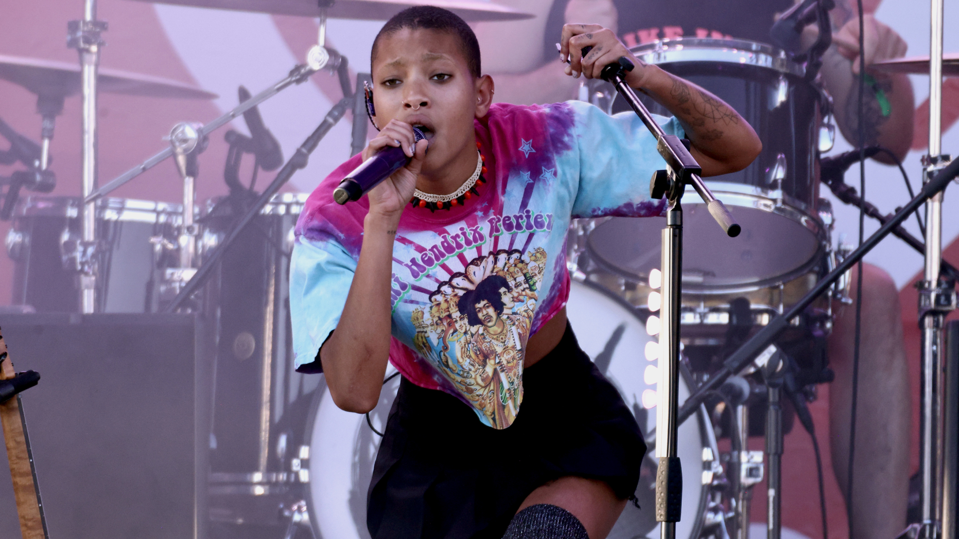 Willow is pictured performing live