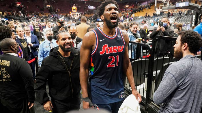 Drake pictured with Joel Embiid