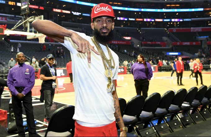 Rapper Nipsey Hussle attends a basketball game