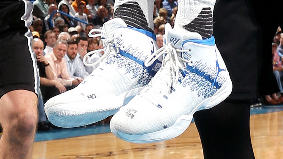 Russell Westbrook Air Jordan 31 White/Blue PE March 22, 2017 vs. Sixers