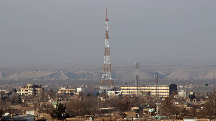 Private cell phone antennas are pictured in Kunduz province