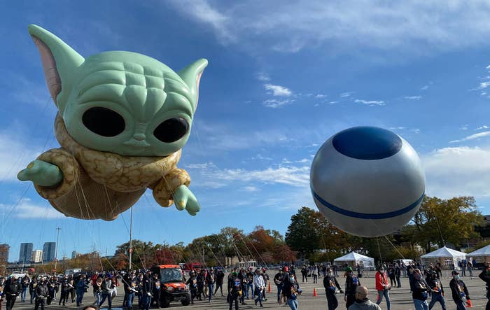 Funko&#x27;s Grogu balloon for the 2021 Macy&#x27;s Day Parade