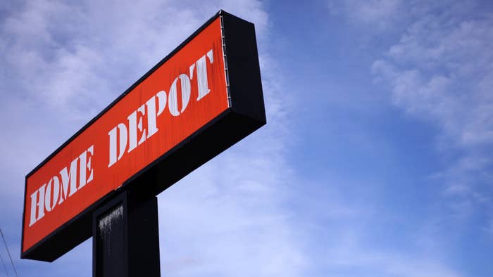 A Home Depot sign stands outside a store on August 17, 2021