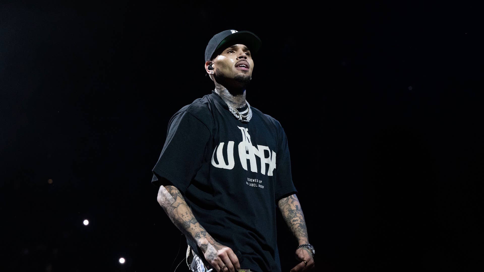 Singer Chris Brown performs onstage during the 'One of Them Ones Tour'