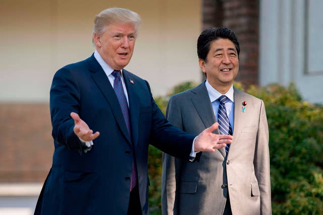 United States President Donald Trump and Japan&#x27;s Prime Minister Shinzo Abe
