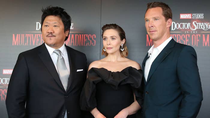 Benedict Wong, Elizabeth Olsen and Benedict Cumberbatchattend Marvel&#x27;s &quot;Doctor Strange In The Multiverse Of Madness&quot; New York Screening