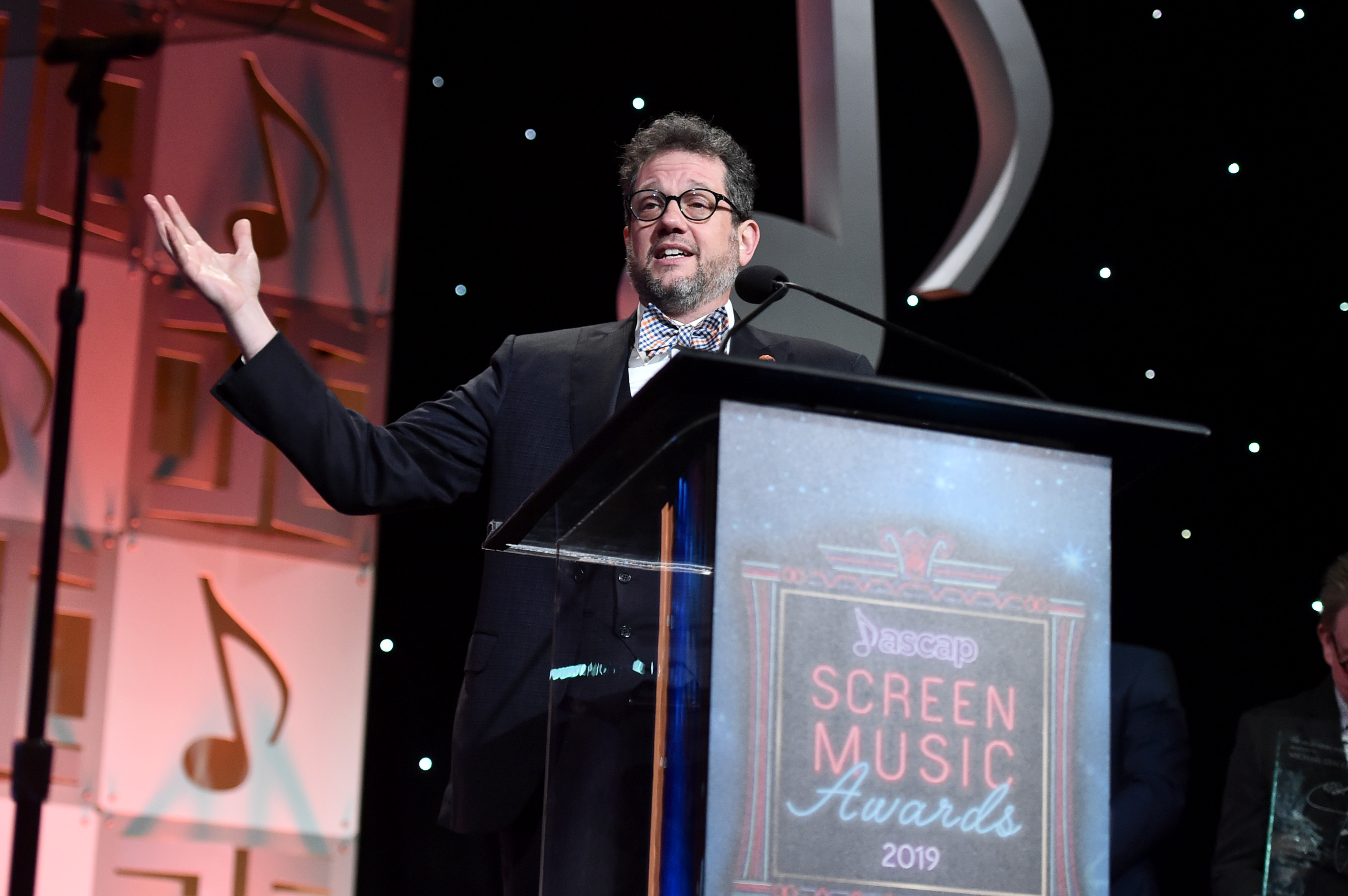 Michael Giacchino speaks onstage during the ASCAP 2019 Screen Music Awards Show