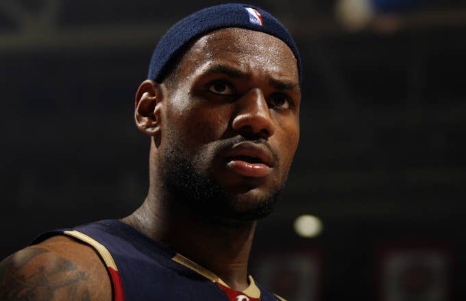 LeBron James grimaces during a 2007 playoff game against the Pistons.