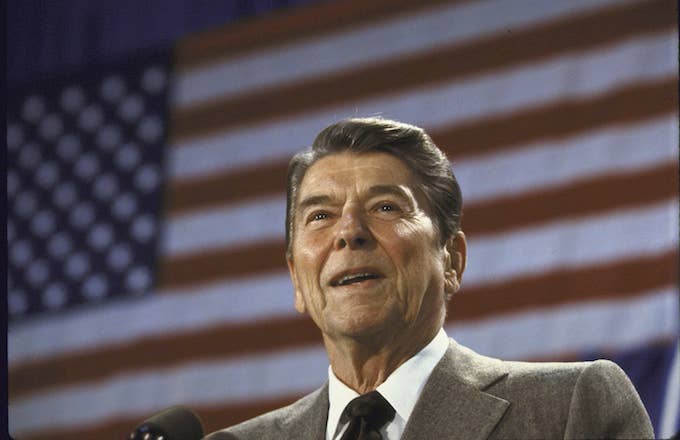 Ronald W. Reagan speaking at a fundraiser for Senate Candidate Linda Chavez&#x27;s campaign.