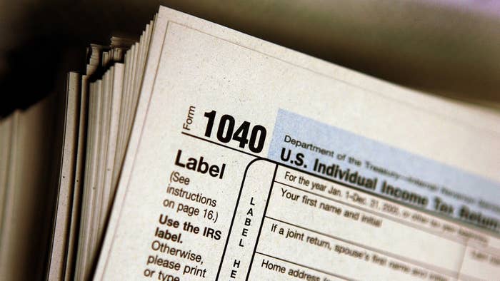 The top of a form 1040 individual income tax return for 2005.