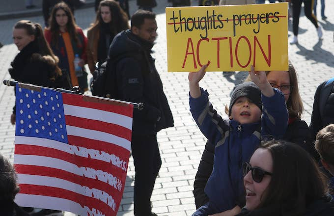 Demonstrators protest at the March for our Lives demonstration.