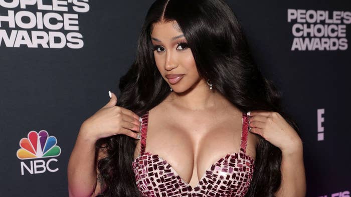 Cardi B poses backstage during the 2021 People&#x27;s Choice Awards