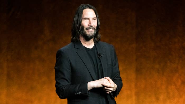 Keanu Reeves presents &quot;John Wick Chapter 4&quot; during Lionsgate exclusive presentation.