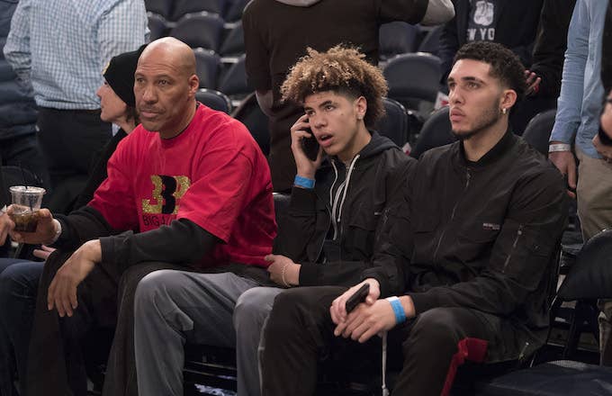 LaVar Ball with his sons LiAngelo Ball and LaMelo Ball