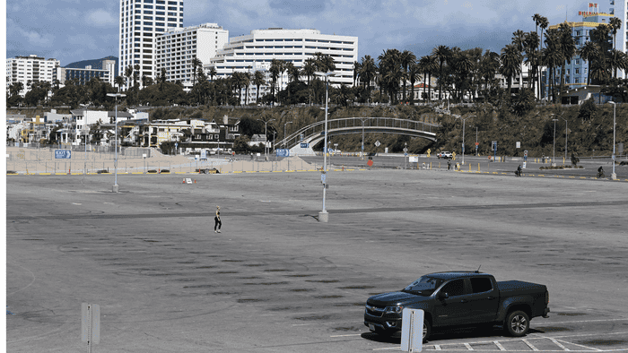 Empty parking lot in Santa Monica.