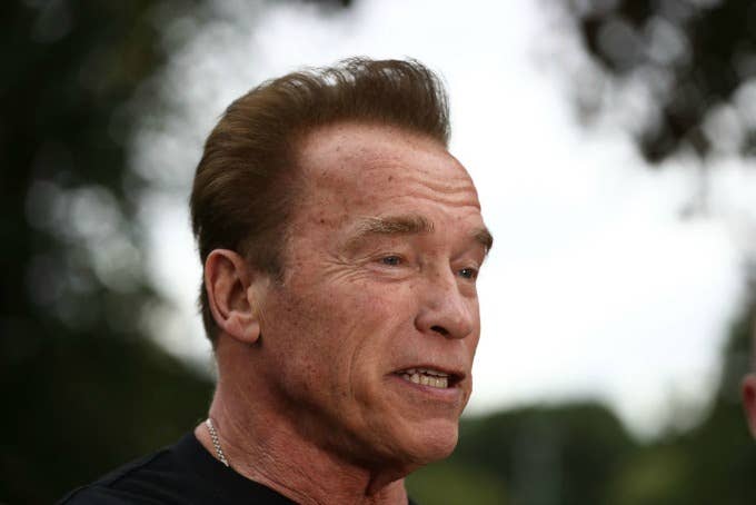 rnold Schwarzenegger at the Run for the Kids charity run