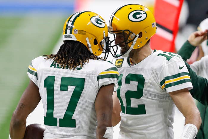 Davante Adams Aaron Rodgers Packers Lions 2021