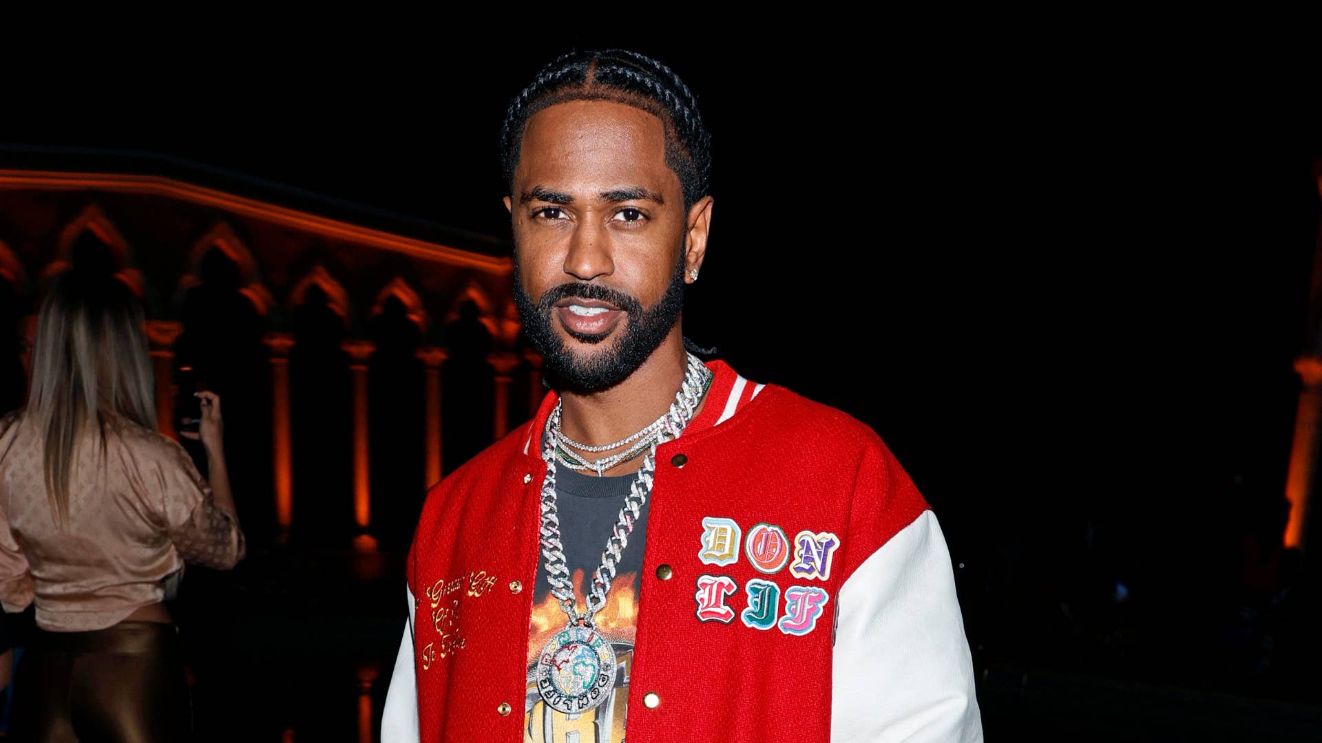 Big Sean wearing Don Life red jacket