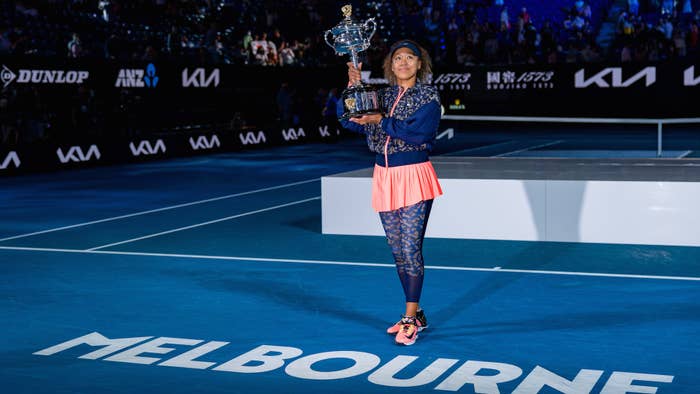 Naomi Osaka of Japan poses with the Daphne Akhurst Memorial Cup