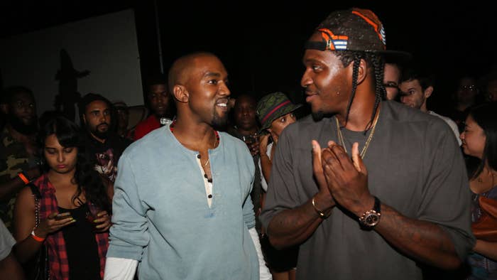 Ye and Pusha-T are seen conversing