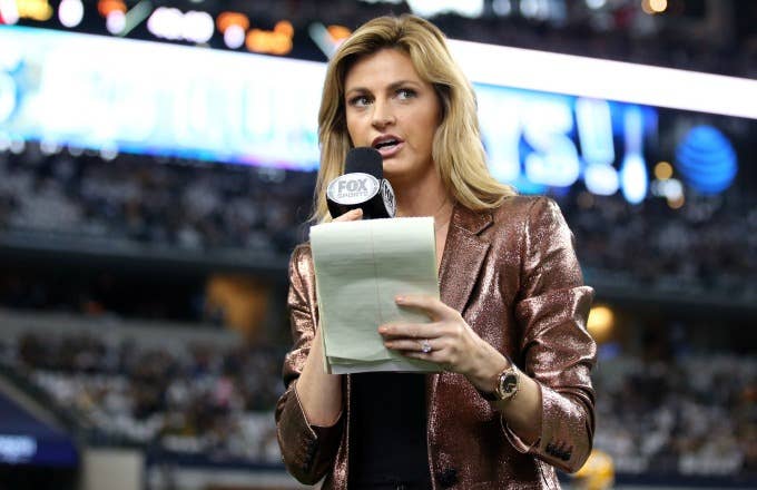 Erin Andrews covers a playoff game for Fox.