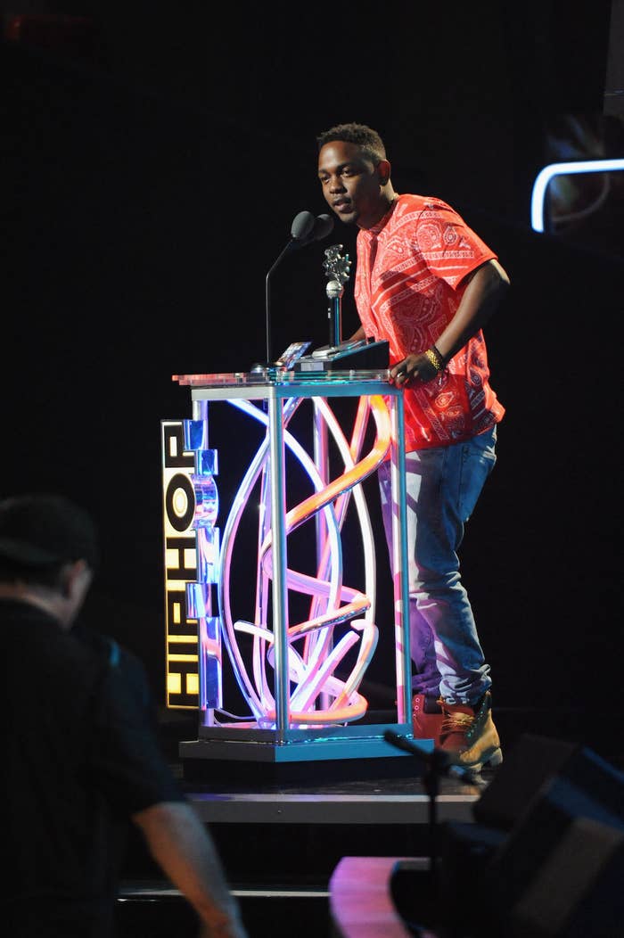 Kendrick Lamar Wearing a Rhude T Shirt at the BET Hip-Hop Awards in 2012