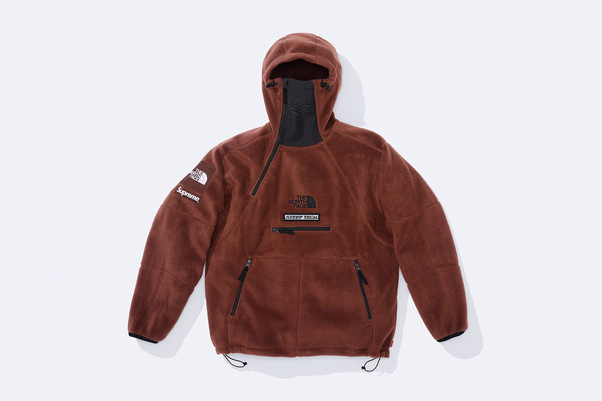 Supreme The North Face Logo Hooded Fleece Jacket Red