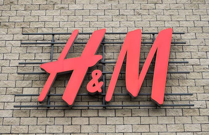 The H&amp;M clothing store logo.