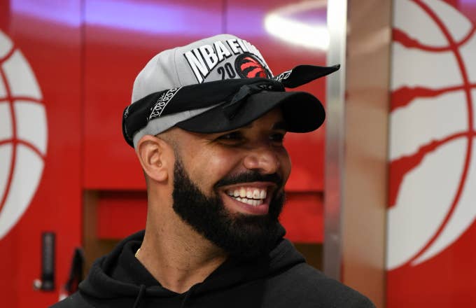 Drake in the locker room after the Toronto Raptors