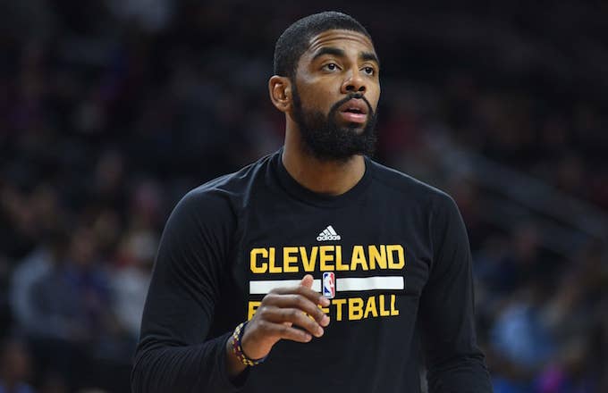 Kyrie Irving warms up before game.