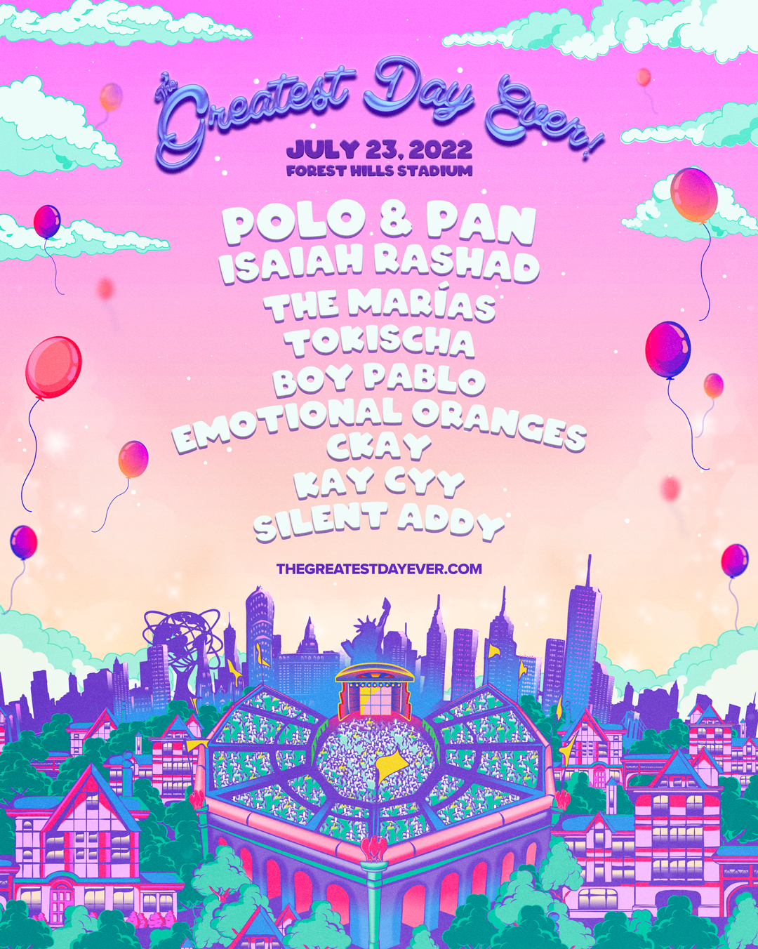 A flyer for the Greatest Day Ever festival is shown
