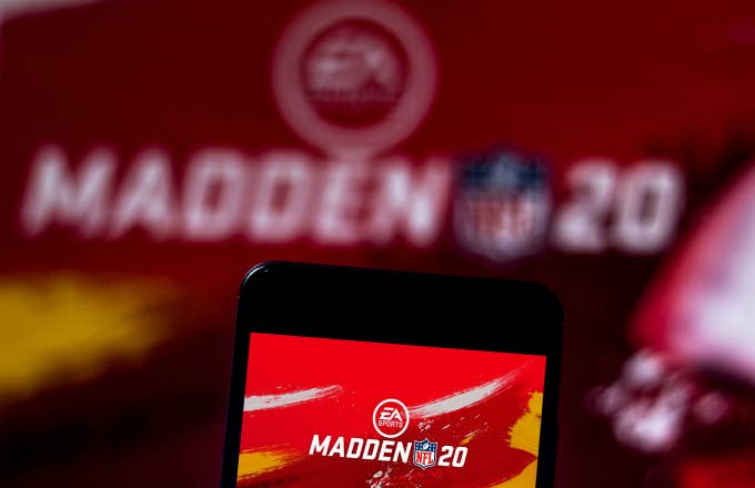 In this photo illustration the Madden NFL 20 logo