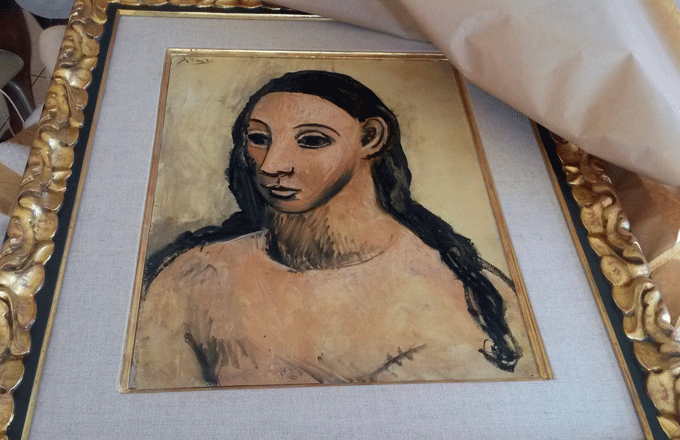 The seized painting 'Head of a young woman' by Picasso.