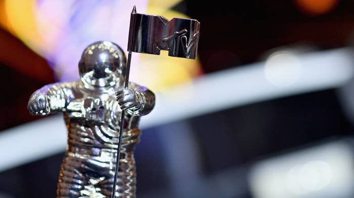 The VMA throphy &quot;Moon Person&quot; seen during 2018 MTV VMAs press junket.