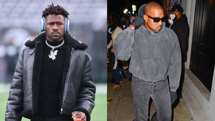 Antonio Brown and Ye are photographed while walking